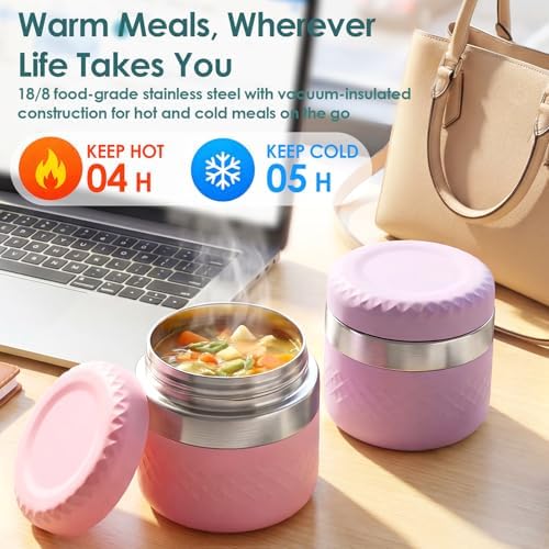 24 oz Insulated Food Jar, Stainless Steel Lunch Container, Black