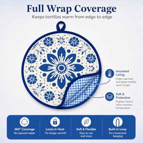 Huhudo 2 Pack 12 Inch Tortilla Warmer Pouch, Insulated