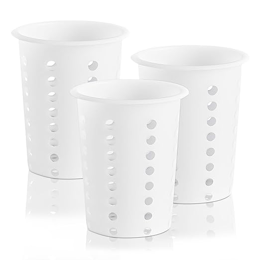 OCS Parts Perforated Utensil Drying Cups | White | Set of 3 | Plastic Flatware by OCSParts