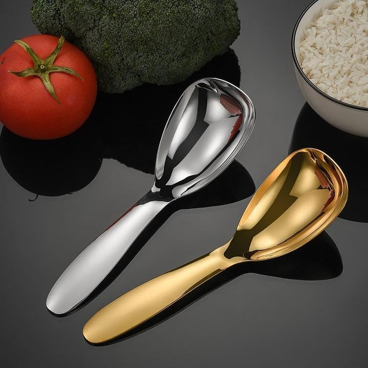 2 x Gold Rice Paddle Spoon Food Serving Spoon Stainless Steel Rice