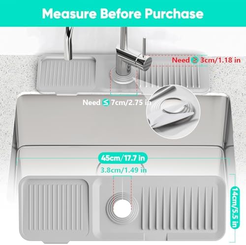 17.7'' Faucet Mat for Kitchen Sink [5°Slope Fast Self-draining]