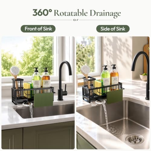HapiRm Sponge Holder for Kitchen Sink, Black