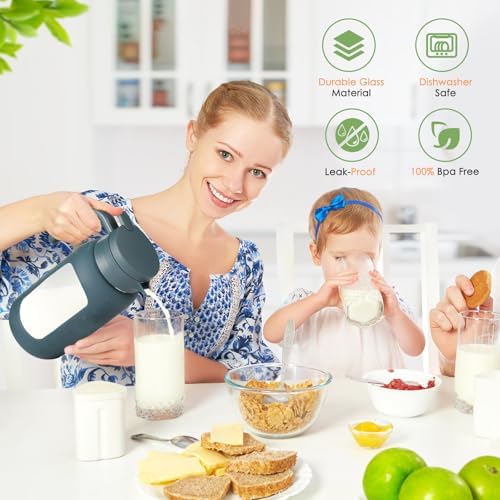 68oz Glass Pitcher with Handle and Lid,Borosilicate Leakproof Glass