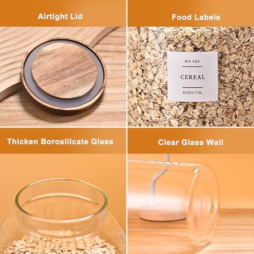 2 PCS Large Glass Jar With Lid,Glass Food Storage Jars for