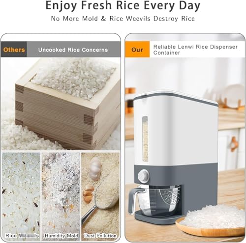 Lenwi 22-25 Lbs Rice Dispenser, Grey
