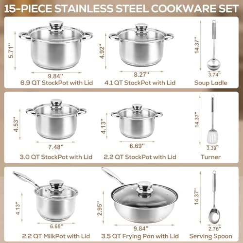 Stainless Steel Cookware Set Pots and Pans