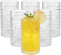 Hobnail Drinking Glasses Set of 6 Clear Embossed Boho Glass Water Cups