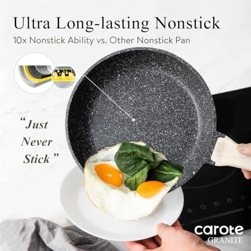 CAROTE Non Stick Frying Pan, 10 Inch Classic Granite Skillet with