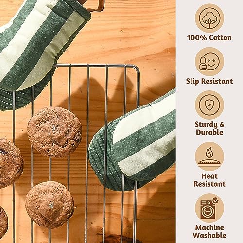 Folkulture Oven Mitts, Set of 2, Matcha Green, 5.75"x9"