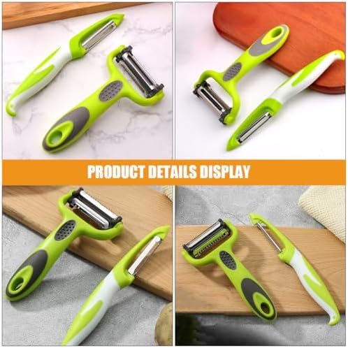 2pcs Stainless Steel 3-in-1 Fruit Peeler Set for Kitchen Prep