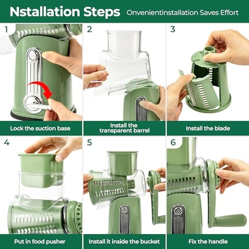 SUSTEAS Rotary Cheese Grater, 5 Blades