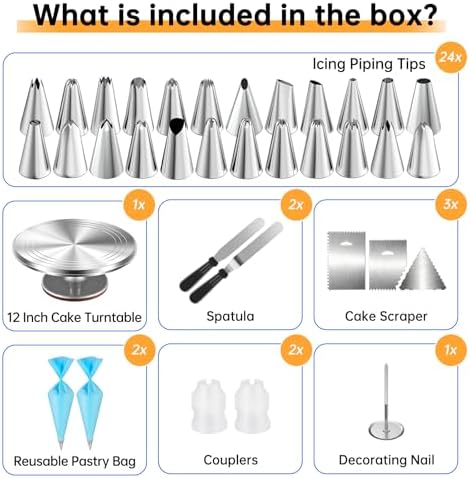 Cake Decorating Kit, 35 Pieces, 24 Piping Tips