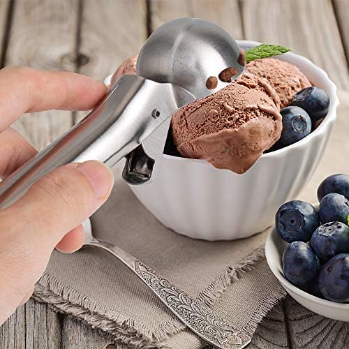 Ice Cream Scoop with Trigger Ice Cream Scooper Stainless Steel, Heavy