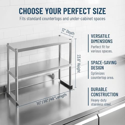 KUARBARR 2-Tier Stainless Steel Shelf, 12 x 30 Inch