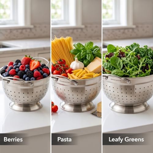 OVENTE Premium Stainless Steel Colander Set of 3, Silver C46263S