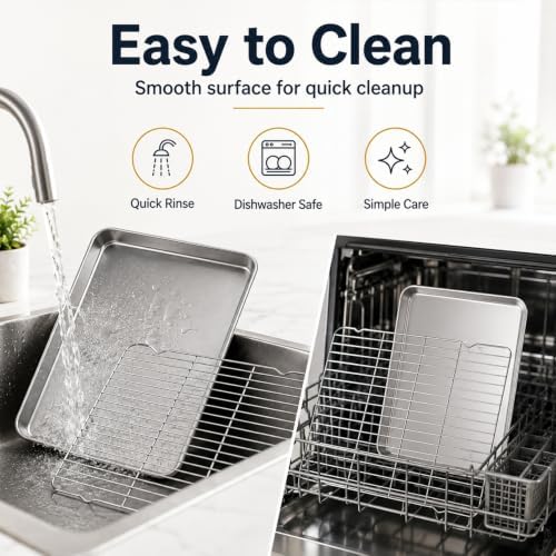 Titanium Baking Sheet with Cooling Rack Set of 2, 16x12Inch Cookie