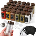 24 Pack 4oz Hammered Glass Spice Jars with Wood Lids, Dual Shaker