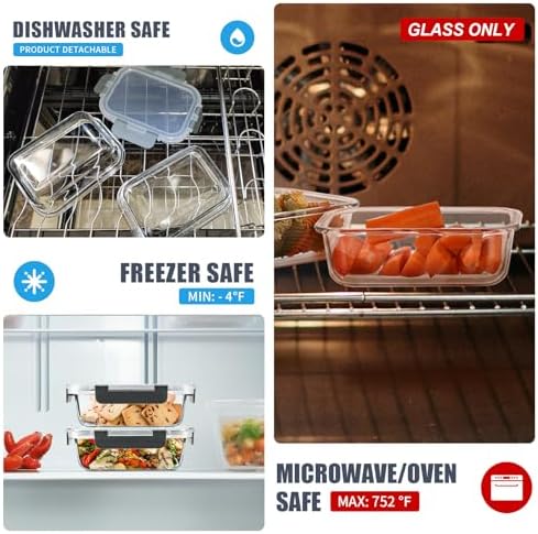 6-Pack 22 oz Glass Meal Prep Containers