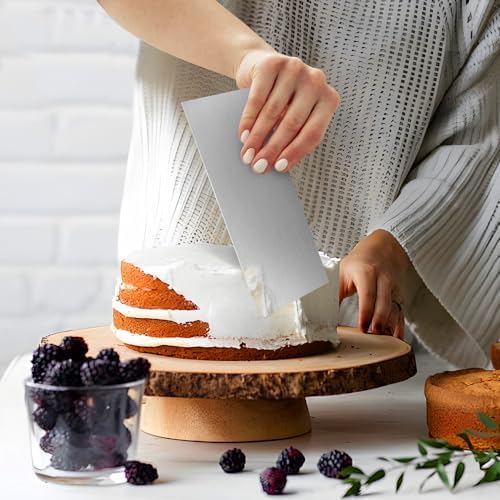 3 Pcs Stainless Steel Cake Scraper Set, 8.6-inch