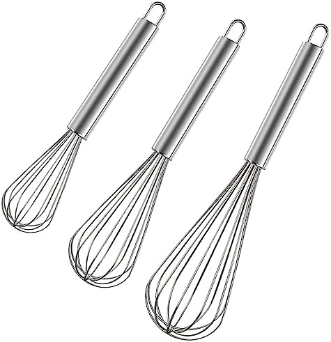 Polly Online Stainless Steel Whisk Set, 3 Packs Balloon Whisk for