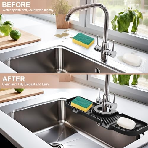 Teenyyou 2 Pcs Silicone Faucet Splash Guard 10.6 ” x 4.3” Kitchen Sink