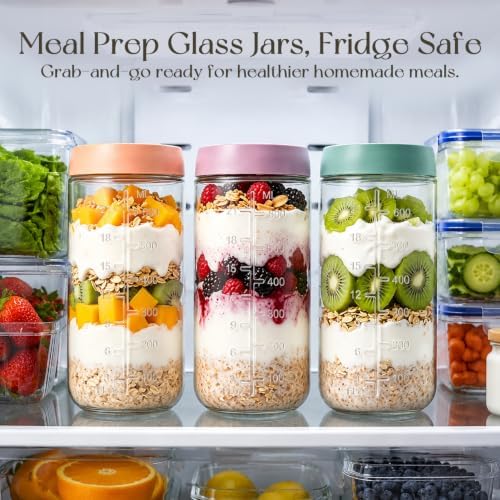 KEMORELA 24oz Overnight Oats Containers with Lids