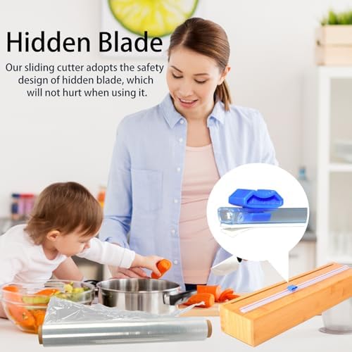 Plastic Wrap Dispenser with Cutter for Aluminum Foil, Plastic Wrap and Wax Paper, Fits 13" Roll（Plus）