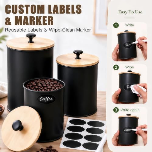 Canisters Sets for Kitchen Countertop 4 PCS Airtight Metal Containers