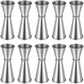 10 Pcs Double Jigger for Bartending, 1 oz & 2 oz Stainless Steel