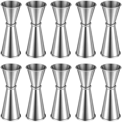 10 Pcs Double Jigger for Bartending, 1 oz & 2 oz Stainless Steel