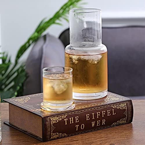 Bedside Carafe and Glass Set, Use Tumbler as Lid Night Water Carafe