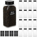 16 Pack 16 oz Plastic Spice Jars with Cap Square Plastic Bottle