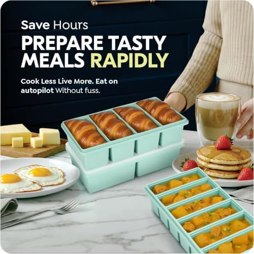 Silicone Freezer Trays with Lids, Soup Molds for Meal Prep, 3 Pack