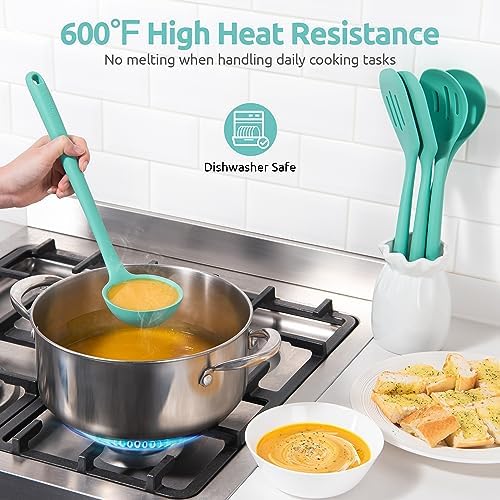 U-Taste 5-Piece Silicone Kitchen Utensil Set, Aqua Sky