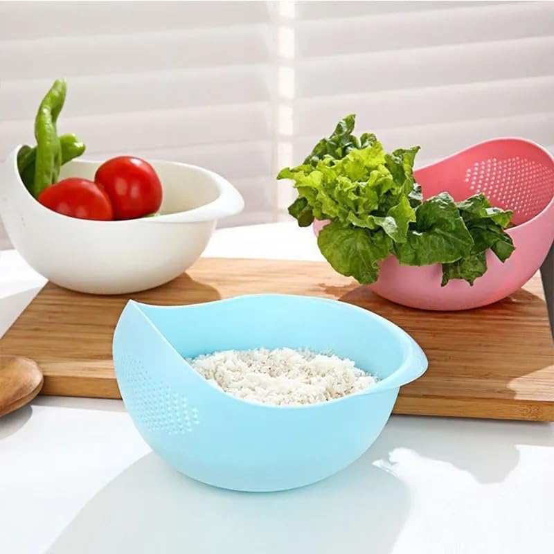 Plastic Rice Sieve Colander, Pink