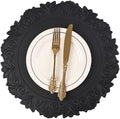 Round Faux Leather Placemats Set of 6, Dining Table Mats, Black