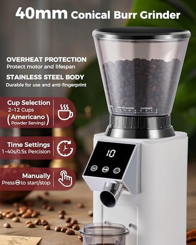 Tuni G1 Conical Burr Coffee Grinder, Ivory