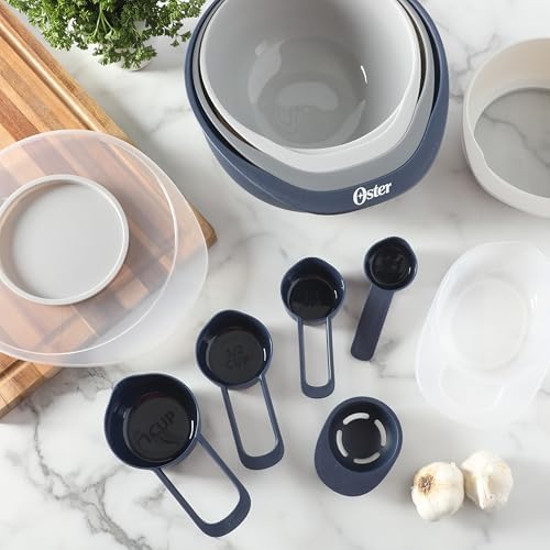 Oster 12 Piece Nesting Mixing Bowl Set, 3 Bowls with Lids & 6