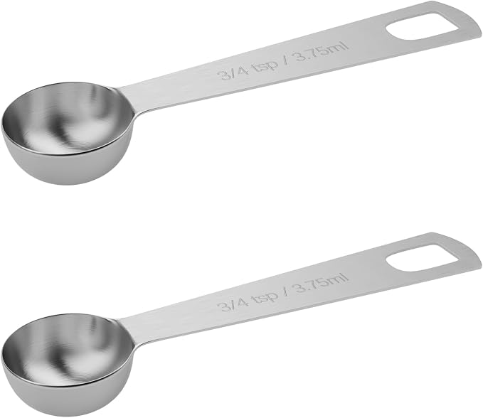2PCS 3/4tsp Single Measuring Spoon, Stainless Steel Individual Teaspoons Only by BERYLER
