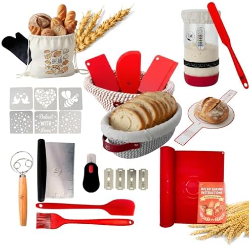 Sourdough Starter Kit for Beginners, 34oz Jar & Complete Baking Tools