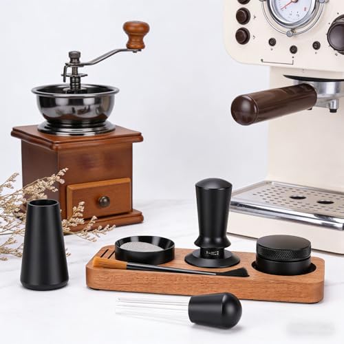 Coffee Tamper Set with Wooden Base, 51mm Stainless Steel