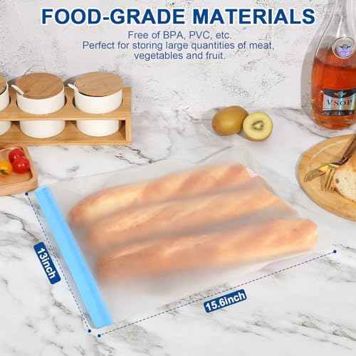 Lerine 5 Pack Reusable 2 Gallon Freezer Bags Dishwasher Safe