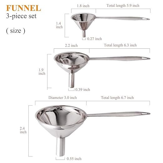 3 in 1 Metal Funnels for Filling Bottles Stainless Steel Small Kitchen Funnel - Image 5