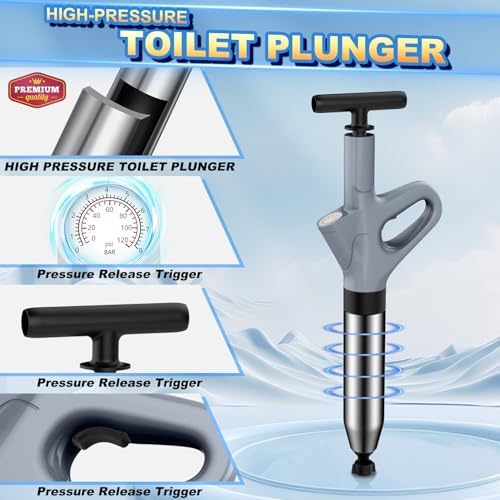 Toilet Plunger, High Pressure Air Drain Blaster, Grey