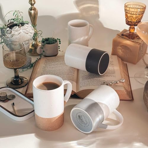MORA Ceramics 12oz Coffee Mug Set of 4 - Ceramic Tea Cups with Handle