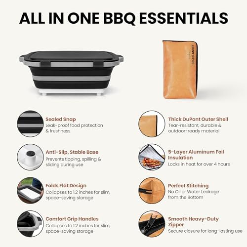 BBQ Prep Tub with BBQ Blanket, 16L Multifunctional Camping Cutting