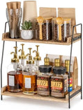 ANBOXIT Countertop Coffee Station Organizer, 2-Tier Wooden Shelf