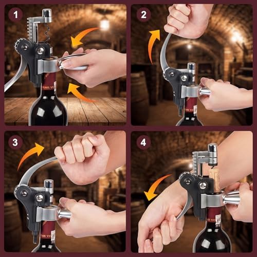 Wine Bottle Opener Set, 9-Pieces Stainless Steel Manual Corkscrew Kit