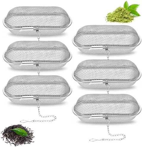 6 Pcs Tea Ball Infusers, Oval Tea Infuser Floating Mesh Steeper with
