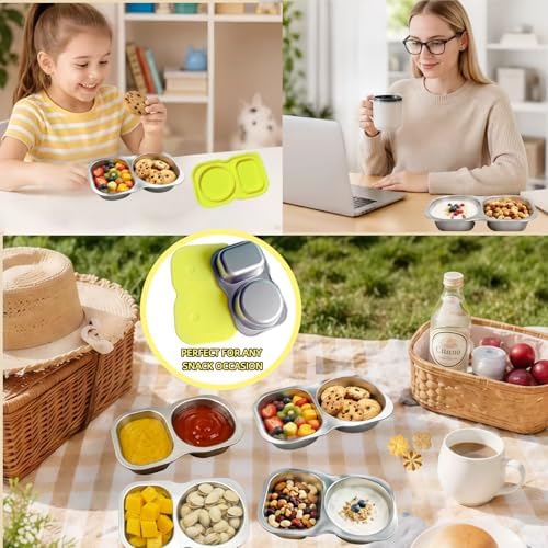 Snack Containers with Lids,5oz Stainless Steel Snack